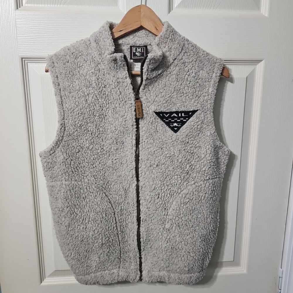 Vintage EMI Deep Pile Sherpa Vest Men’s Small VAIL Patch‎ USA Made EUC